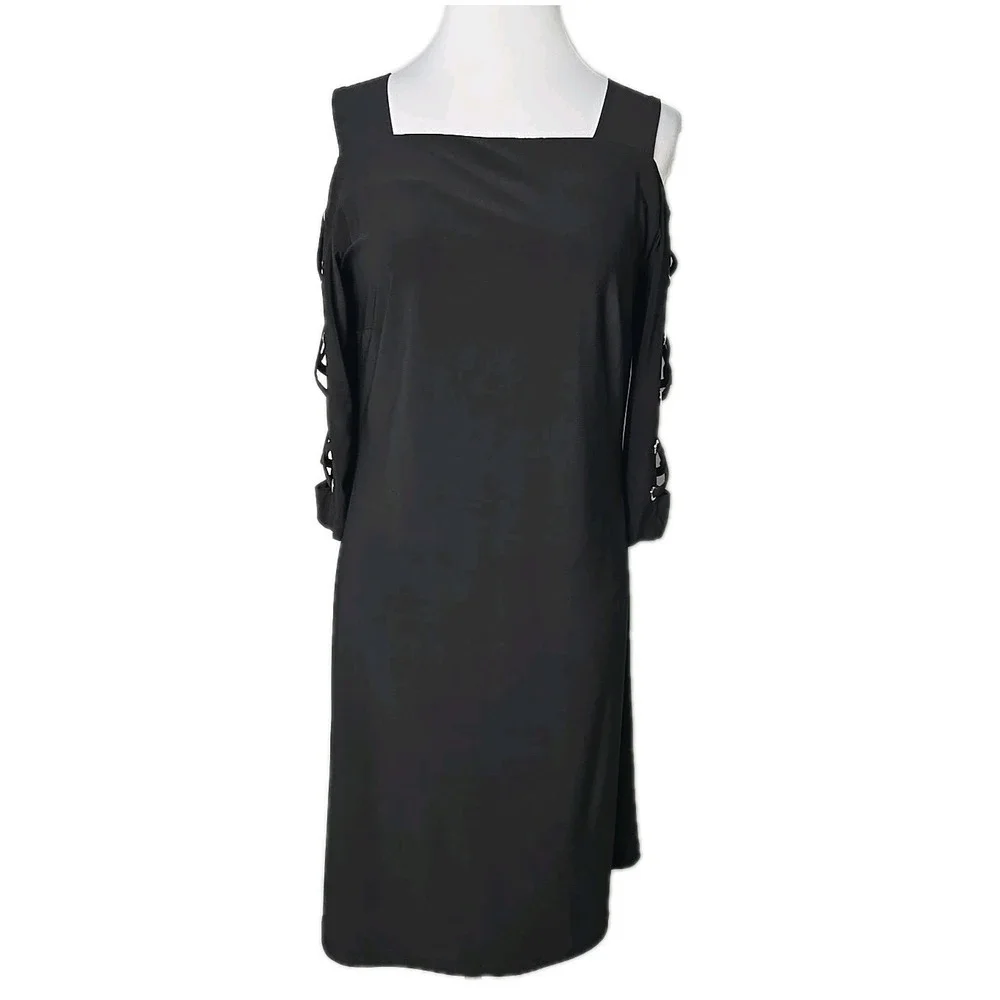 MSK Black Dress Open‎ Shoulder Sheath Size Small S Pullover